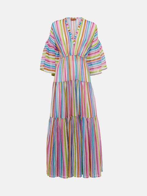 Zigzag cotton and silk beach dress