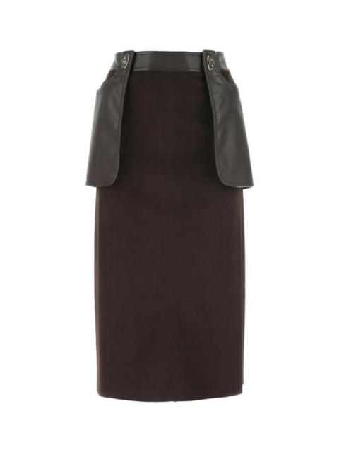 LOW CLASSIC Chocolate synthetic leather skirt