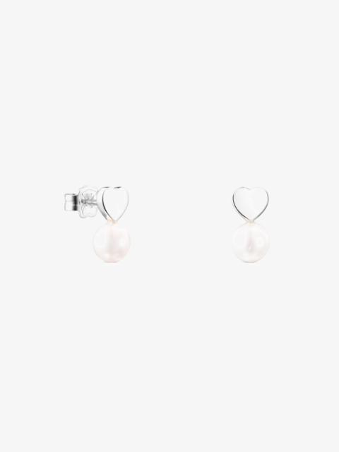 TOUS Silver Puppies heart Earrings with Pearl