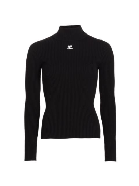 courrèges Women's Re-Edition Rib-Knit Turtleneck Top - Black