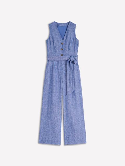 BODEN Laura V-neck Linen Jumpsuit-Authentic Blue Chambray