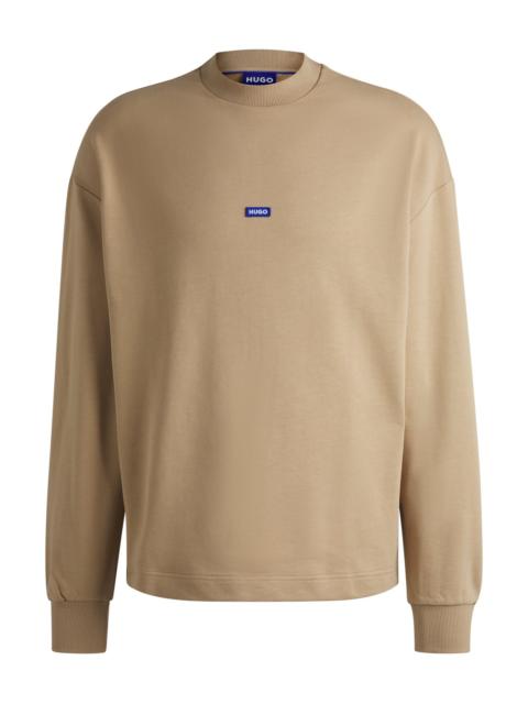 HUGO COTTON-TERRY SWEATSHIRT WITH BLUE LOGO LABEL