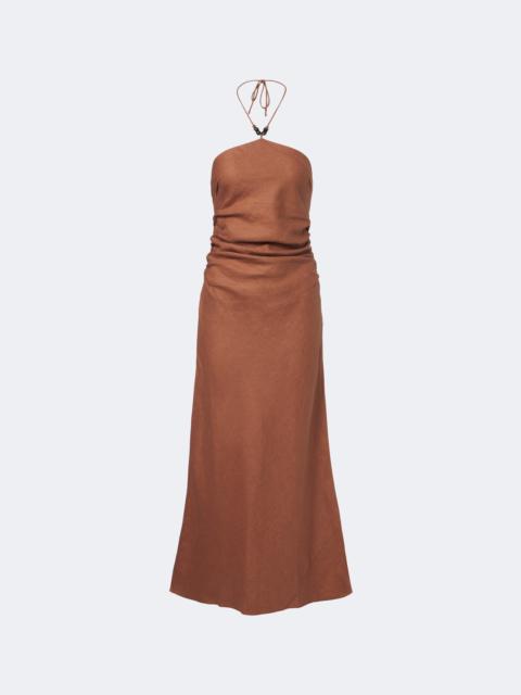 FAITHFULL Natalia halterneck linen midi dress
