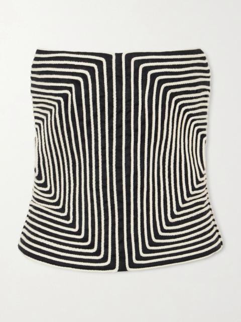 ANDRES OTALORA Nyota Alma embroidered linen-blend bustier top Black
