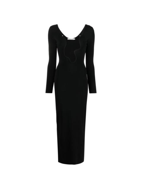 plunging wave-neck knitted gown