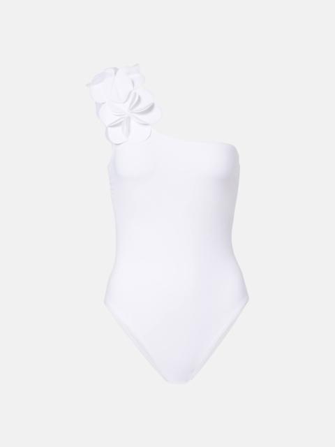 KARLA COLLETTO Tess floral-appliqué one-shoulder swimsuit