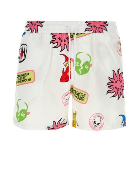 GCDS Printed polyester swimming shorts