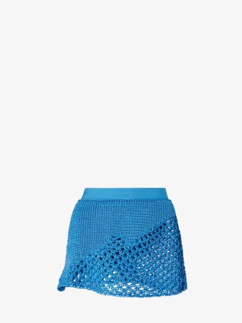 FENDI Skirt Light blue silk macramé miniskirt.