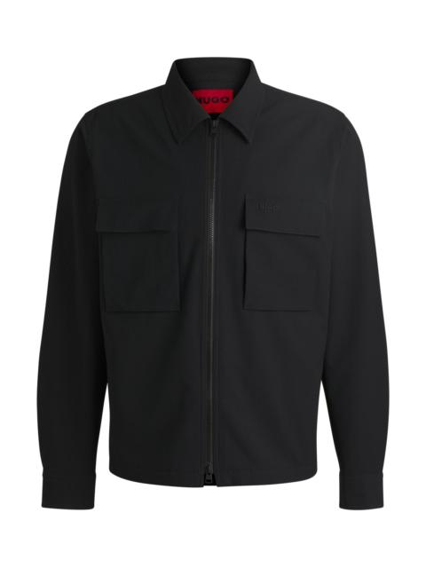 HUGO OVERSIZE-FIT OVERSHIRT IN WATER-REPELLENT SEERSUCKER