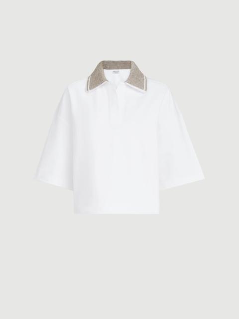 Brunello Cucinelli Couture interlock polo shirt with sparkling knit collar