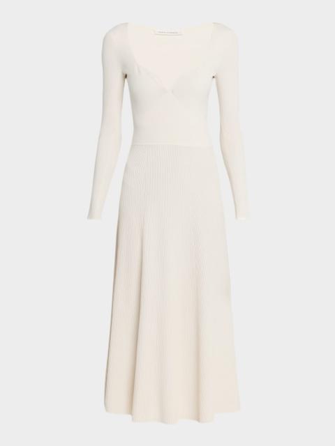 MARIA McMANUS Ribbed Bustier Long-Sleeve Midi Dress