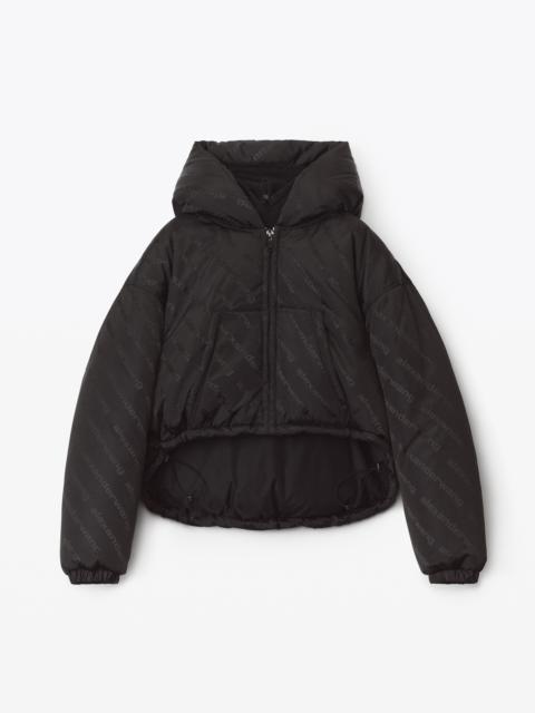 Alexander Wang CROP PUFFER IN LOGO JACQUARD NYLON