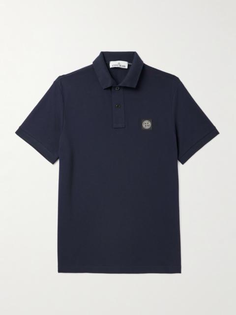 Stone Island Logo-Appliquéd Cotton-Blend Piqué Polo Shirt