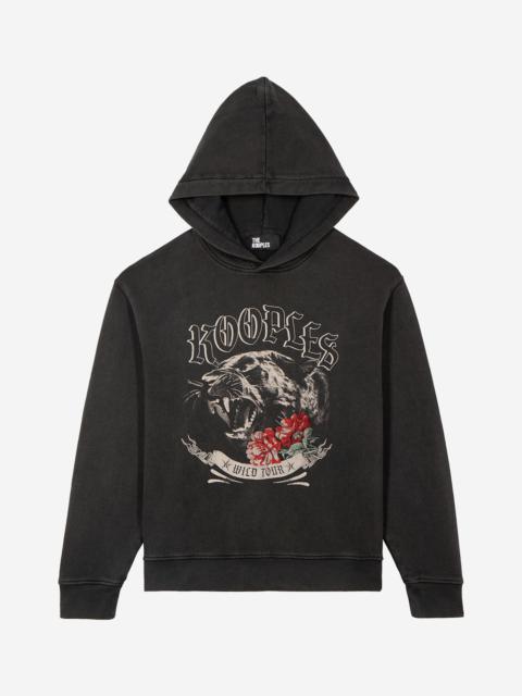 The Kooples HOODED SWEATSHIRT WITH BLACK SCREEN PRINT
