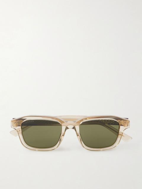 GUCCI The Wirecore Square-Frame Acetate Sunglasses Beige