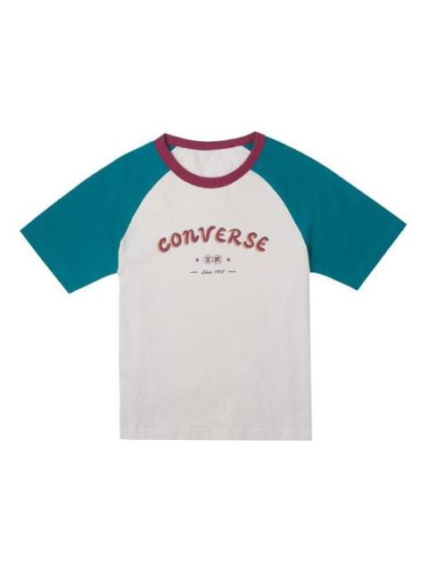 Converse (WMNS) Converse Logo Baseball T-Shirt 'White Blue' 10026176-A02