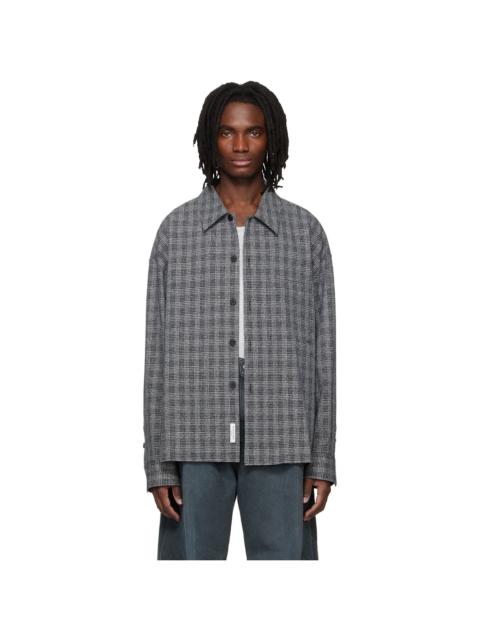 Wooyoungmi Black Wool Silk Check Shirt