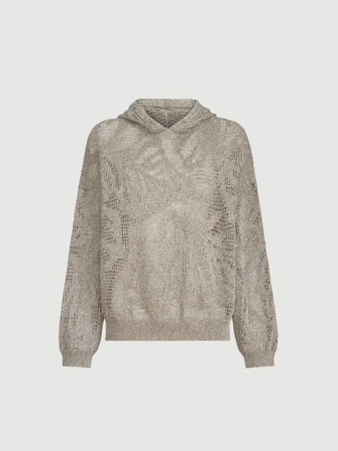 Brunello Cucinelli Dazzling water lillies hooded sweater in linen and cotton