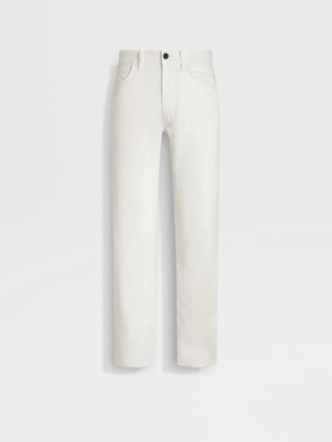ZEGNA WHITE STRETCH COTTON AND LINEN ROCCIA JEANS