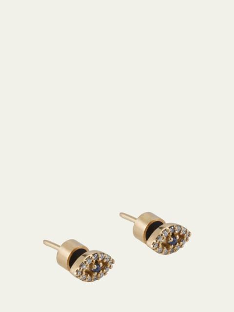 ILEANA MAKRI Blue Sapphire and Diamond Kitten Eye Stud Earrings