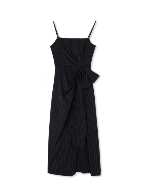 MSGM Fresh wool pinstripe slip dress with knotted waist