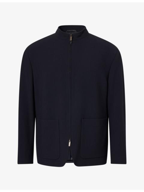 GIORGIO ARMANI Tonal-Stripe Virgin-Wool Jacket