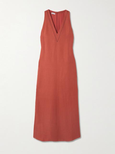 Brunello Cucinelli Bead-embellished Twill Midi Dress