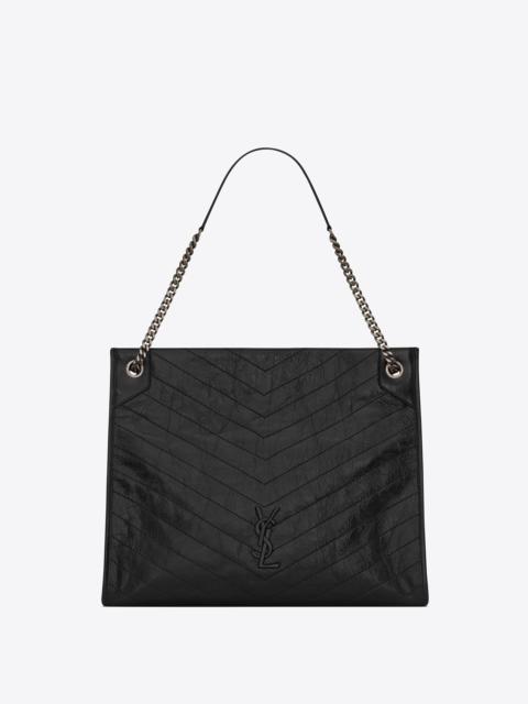 SAINT LAURENT niki large shopping bag in crinkled vintage leather