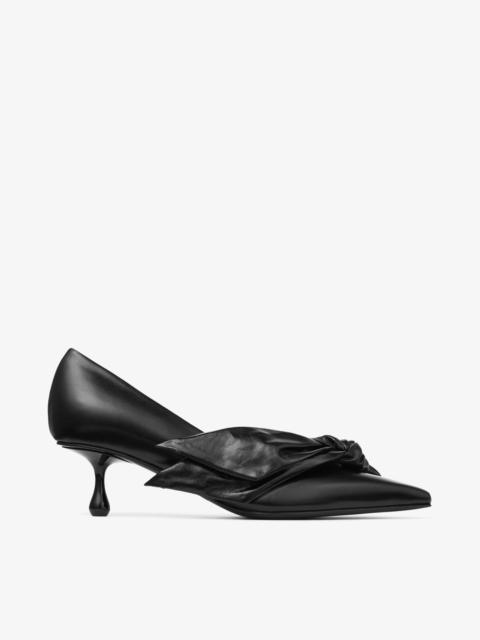 JIMMY CHOO Issy Pump 50 Black Leather Pumps with Oversized Bow