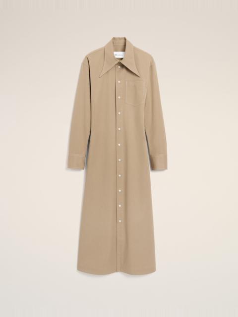 AMI Paris BEIGE COTTON FITTED SHIRT DRESS