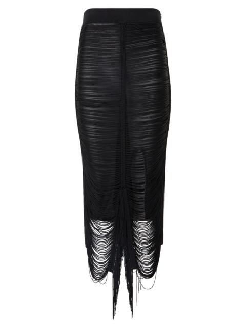 AKRIS Women's Draped Fringed Silk Midi-Skirt - Black