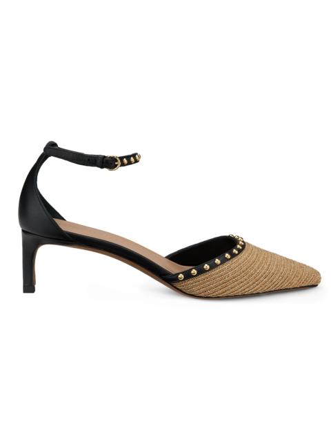 ULLA JOHNSON Women's Hera 50MM Raffia & Leather Pumps - Natural