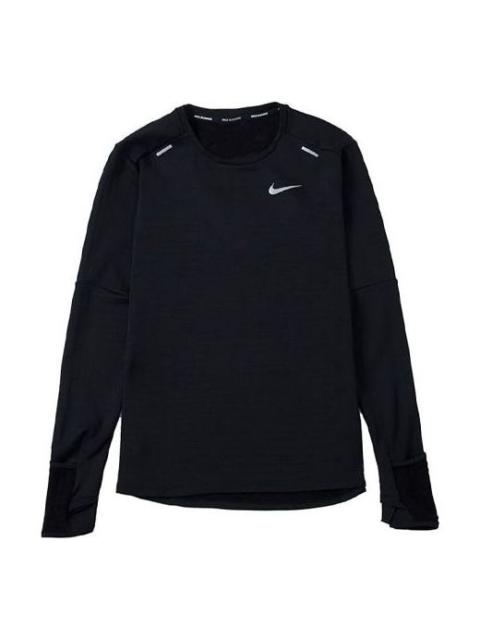 Nike Men's Nike Solid Color Training Sports Round Neck Long Sleeves Black T-Shirt DD5650-010