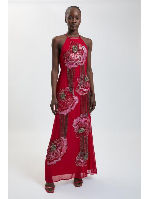 KAREN MILLEN Hand Beaded Rose Maxi Dress