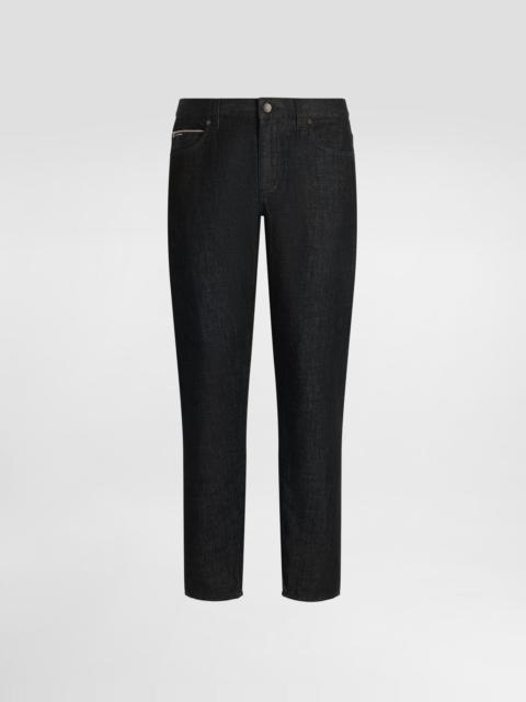 Regular-fit cotton jeans with tag