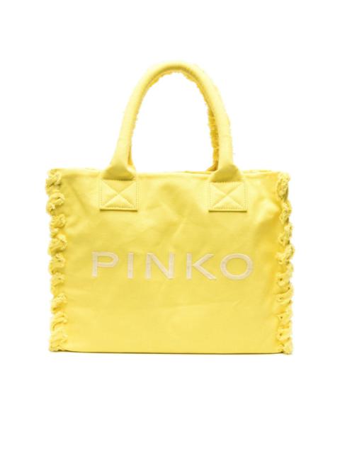 PINKO logo-embroidered beach bag