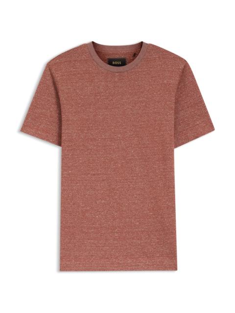 BOSS MOULINE T-SHIRT IN COTTON, LINEN AND SILK