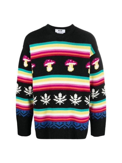 MSGM patterned jacquard crew-neck jumper