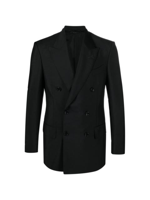 double-breasted mohair-wool blazer