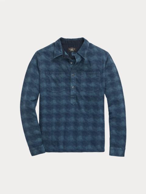 Plaid-Print Jersey Popover Workshirt