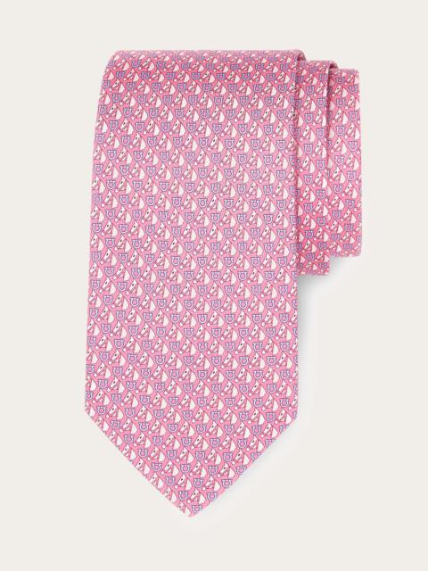 Equestrian print silk tie