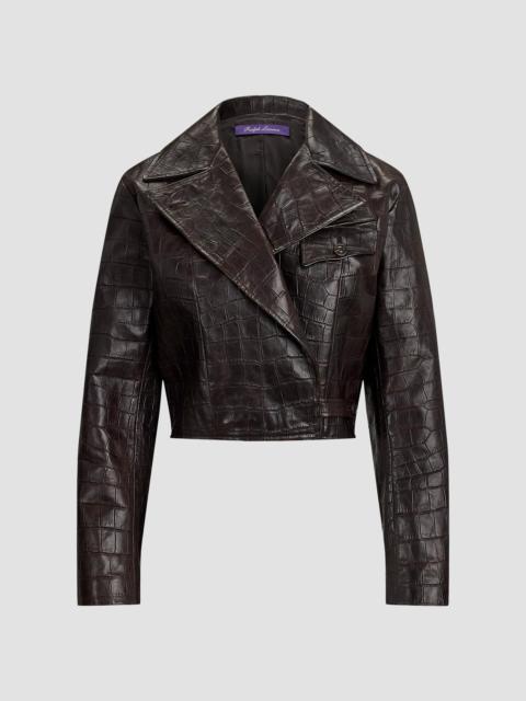 Ralph Lauren Women's Jaxson Printed Leather Moto Jacket - Espresso