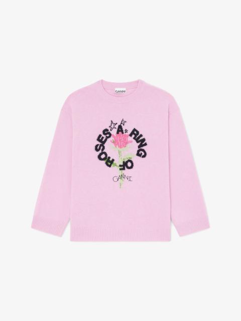 GANNI OVERSIZED SWEATER IN GRAPHIC WOOL