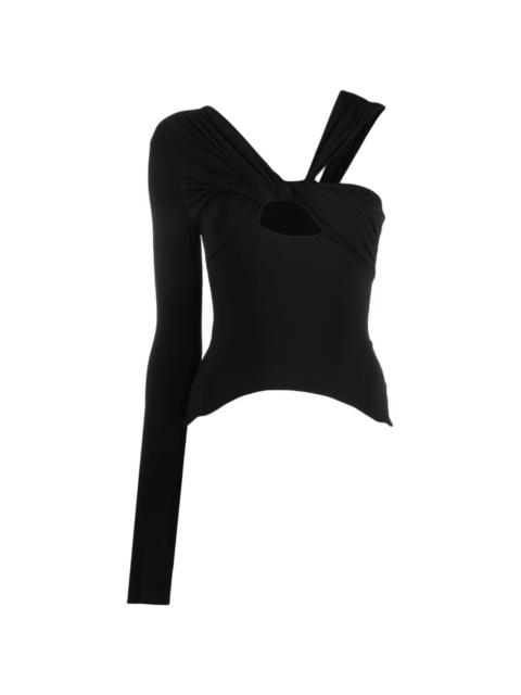 Tシャツ・カットソー Nensi Dojaka Black stretch viscose top (NDSS23TOP040 BLACK) Nensi Dojaka asymmetric-neck Top | Black | FARFETCH