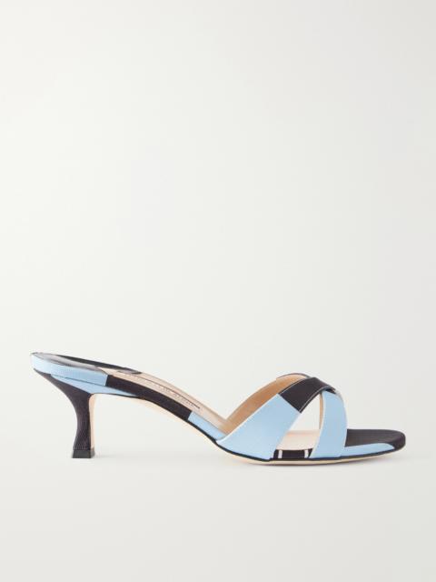 Manolo Blahnik + Emilia Wickstead Callamu 50 Striped Grosgrain Mules