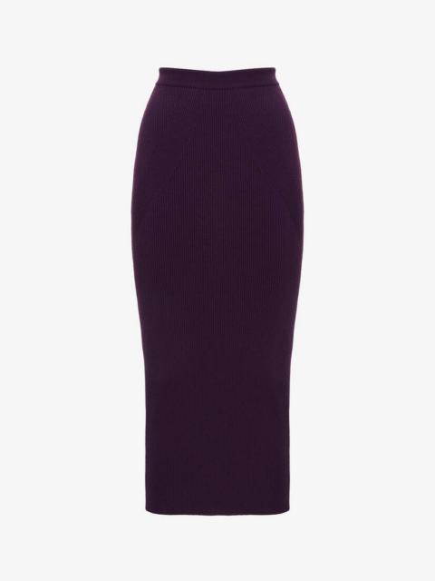 Women's Ribbed Pencil Skirt in Night Shade