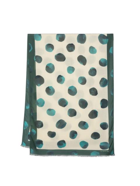 Lanvin polka dot-print fine-knit scarf