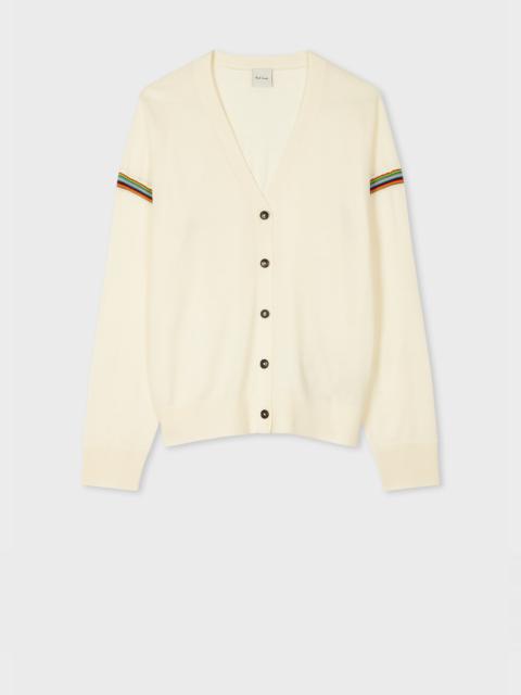 Paul Smith Women's Cream Washable Merino Wool 'Signature Stripe' Cardigan