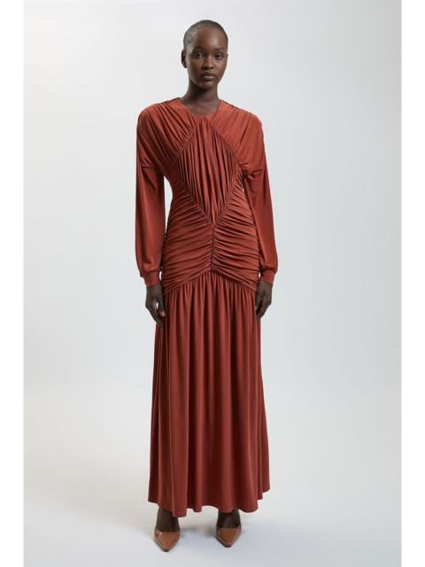 KAREN MILLEN Premium Ruched Long Sleeved Jersey Maxi Dress