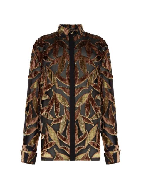 Roberto Cavalli sheer foliage motif shirt
